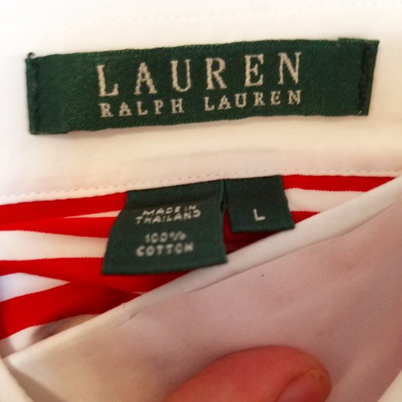 ๐ Lauren Ralph Lauren Red oxford OR Black crest , LG - Picture 9 of 9